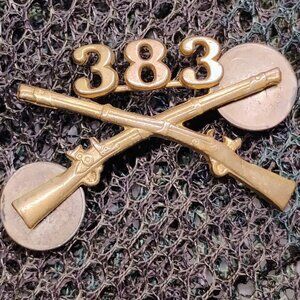 Original WW2 US Army 383th Infantry Officers Uniform Collar Insignia Pin Vintage